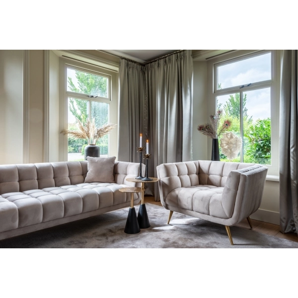 RICHMOND sofa HUXLEY KHAKI - welur, szczotkowane złoto